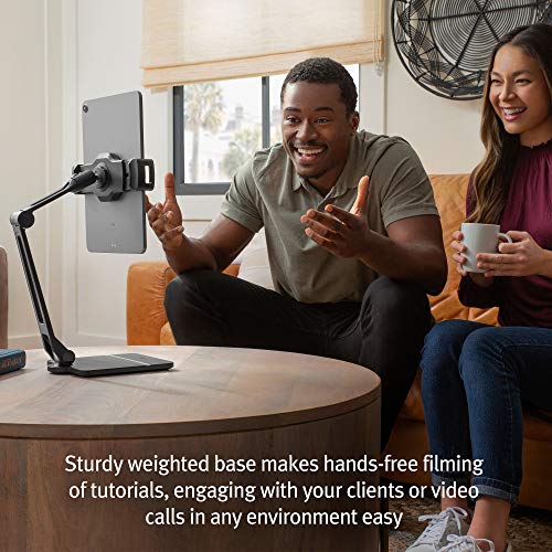 Twelve South HoverBar Duo for Tablets | Adjustable Arm with Weighted Base and Surface Clamp Attachments for Mounting Device