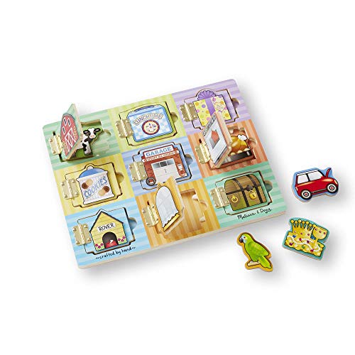 Melissa and Doug Hide and Seek Wooden Activity Board With Wooden Magnets - Wooden Busy Board, Hide And Seek Puzzles, Wooden Magnet Puzzles For Toddlers And Kids Ages 3+