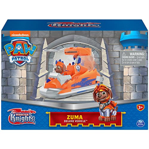 Paw Patrol, Rescue Knights Zuma Transforming Toy Car with Collectible Action Figure, Kids Toys for Ages 3 and up