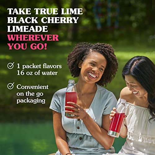 TRUE LIME Black Cherry Limeade Drink Mix (10 Count - 1 pack) | Made from Real Limes | No Preservatives, No Artificial Sweeteners, Gluten Free | Water Flavor Packets and Water Enhancer with Stevia