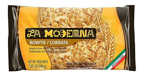 La Moderna Bow Tie Pasta, Noodles, Durum Wheat, Protein, Fiber, Vitamins, 7 Oz, Pack of 20