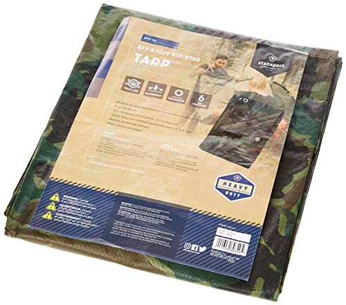 Stansport T-1012-C Reinforced Multi-Purpose Tarp, Woodland Camo - 10 X 12-Feet