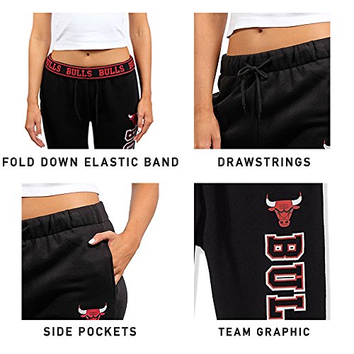 Ultra Game NBA Los Angeles Clippers Womens Jogger Pants Active Basic Fleece Sweatpants , Black, Small