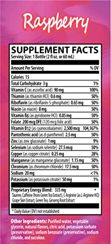 Zipfizz 2oz Energy Shot - Raspberry Flavor | Hydrating Electrolyte Drinks w/Liquid B12, Caffeine, Ginseng, and Vitamins | Low Carb, Gluten Free, Sugar Free Energy Drink (6 Pack)