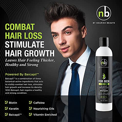 Nourish Beaute Hair Regrowth Shampoo for Men, Sulfate-Free Anti Hair Loss Shampoo, Vitamins Hair Growth Support Shampoo, Premium