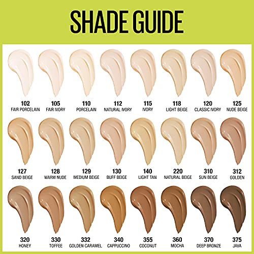 Maybelline Super Stay Full Coverage Liquid Foundation Active Wear Makeup, Up to 30Hr Wear, Transfer, Sweat and Water Resistant, Matte Finish, Toffee, 1 Count