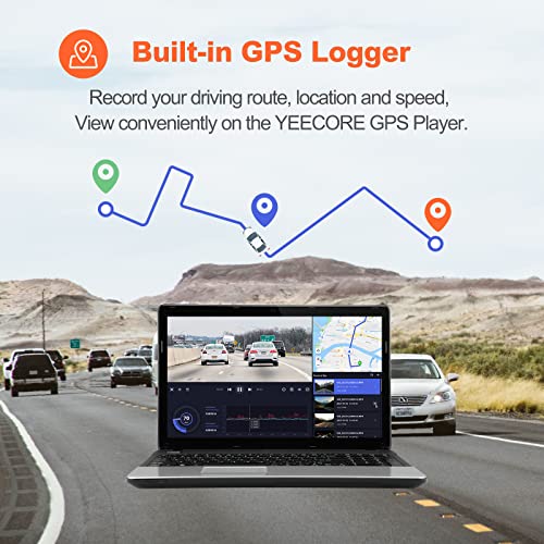 Yeecore 4K Dual Dash Cam 5G WiFi GPS, Real 4K+HDR 1080P Dash Cam Front and Rear, 3' LCD Super Night Vision, Parking Mode, Dash Camera for Cars with App, G-Sensor, Accident Record, Support 512GB Max