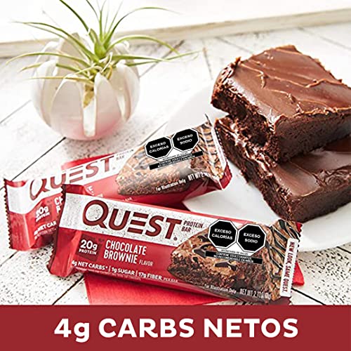 Quest Nutrition Chocolate Brownie Protein Bars, High Protein, Low Carb, Gluten Free, Keto Friendly, 12 Count