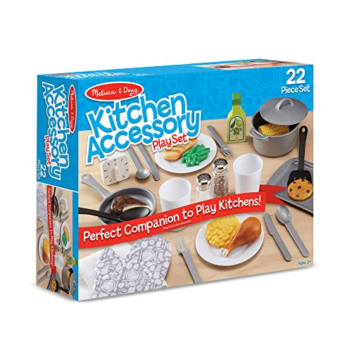 Melissa and Doug 22-Piece Play Kitchen Accessories Set - Utensils, Pot, Pans, and More