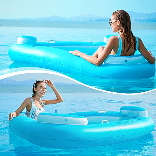 Jasonwell Floating Island Pool Float - Inflatable Lake Floaties Pool Lounger Raft Water Float with Cupholders Lake River Pool Floating Big Multi Person Party Floatie Toys Relaxation Island Adults Kids