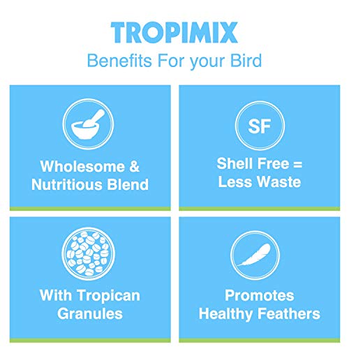 Hagen Tropimix Enrichment Food for Cockatiels and Lovebirds, 2 lb. - HARI Parrot Food with Seeds, Fruit, Nuts, Vegetables, Grains, and Legumes