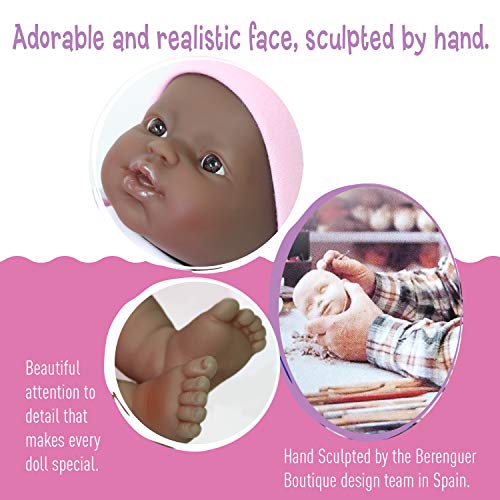 La Newborn JC Toys Nursery | 7 Piece Doll Gift Set | 12' Life-Like African American Doll with Accessories | Pink | Ages 2+ (18345)