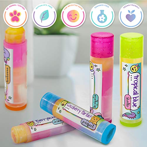 Just My Style Layered Lip Balm by Horizon Group USA, DIY 5 Shimmering Lip Balms, Mix Fruity Flavors To Make Your Own Unique Lip Balm. Strawberry, Tropical Fruit and Very Berry