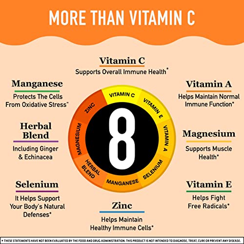 Airborne 1000mg Vitamin C Chewable Tablets with Zinc, Immune Support Supplement with Powerful Antioxidants Vitamins A C and E - 64 Chewable Tablets, Very Berry Flavor