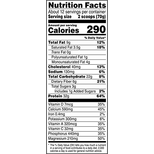 Muscle Milk Genuine Protein Powder, Cookies 'N Crème, 1.93 Pounds, 12 Servings, 32g Protein, 3g Sugar, Calcium, Vitamins A, C and D, NSF Certified for Sport, Energizing Snack, Packaging May Vary