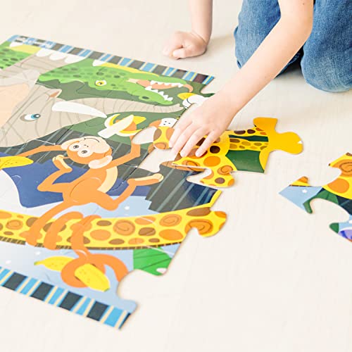 Melissa and Doug Safari Social Jumbo Jigsaw Floor Puzzle (24 pcs, 2 x 3 feet) - Kids Animal Puzzles, Large Floor Puzzles For Preschoolers And Kids Ages 3+
