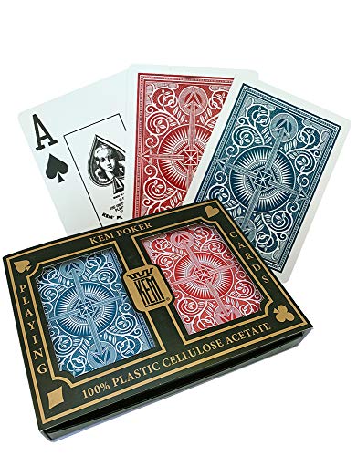 KEM Arrow Red and Blue Bridge Size Jumbo Index Playing Cards Height: 3.63' , Width: 2.38', Depth: 0.69