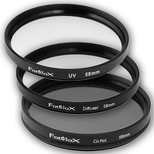 Fotodiox Filter Kit, UV, Circular Polarizer, Soft Diffuser, 58mm for Canon, Nikon, Sony, Olympus, Pentax, Panasonic Camera Lenses.