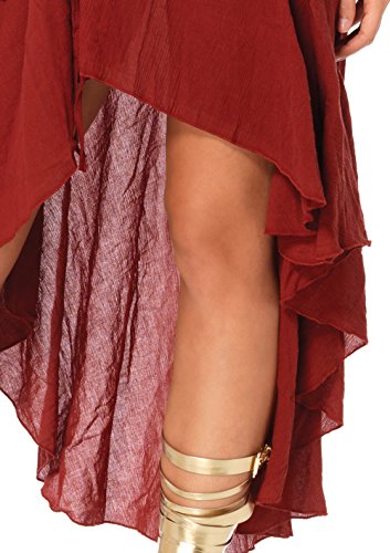 Leg Avenue Women's Size Plus High Low Peasant Dress, Burgundy, 1X / 2X