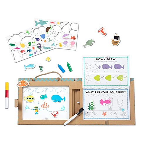 Melissa and Doug Natural Play: Play, Draw, Create Reusable Drawing and Magnet Kit – Ocean (42 Magnets, 5 Dry-Erase Markers)