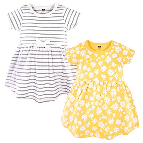 Hudson Baby Infant and Toddler Girl Cotton Dresses Yellow Daisy, 6-9 Months