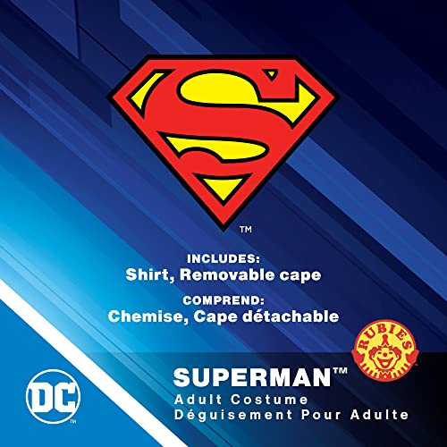 Rubie's mens Dc Comics Men's Superman T-shirt With Cape Costume Top, Blue, Large US