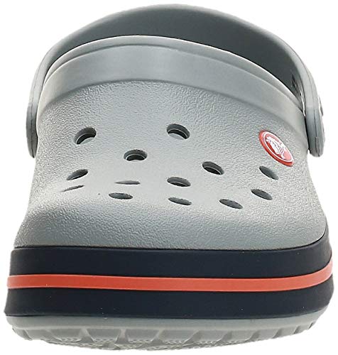 Crocs unisex adult Men's and Women's Crocband Clog, Light Grey/Navy, 13 Women 11 Men US
