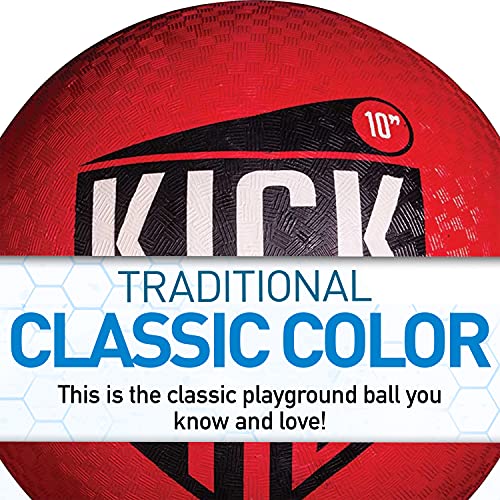 Franklin Sports Rubber Kickball - Kids Playground Ball for Dodgeball + Kickball - 10' Bouncy Ball for Outdoor Games - Red