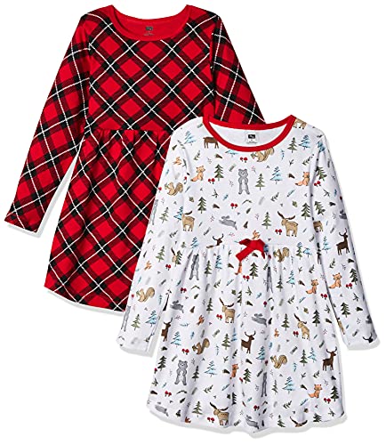 Hudson Baby Infant and Toddler Girl Cotton Dresses Woodland Friends, 5 Toddler