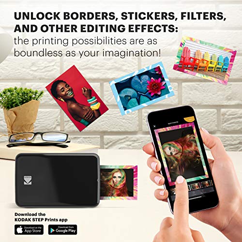 KODAK Step Wireless Mobile Photo Mini Color Printer (White) Compatible w/ iOS and Android, NFC and Bluetooth Devices