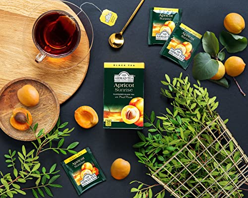 Ahmad Tea Black Tea, Apricot Sunrise Teabags, 20 ct (Pack of 6) - Caffeinated and Sugar-Free
