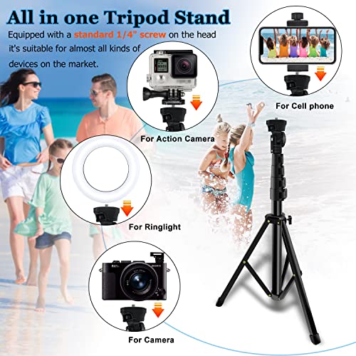 Selfie Stick Tripod, 64 inch Extendable Tripod Stand Phone Tripod Camera Tripod Wireless Remote Shutter Compatible with iPhone 13 12 11 pro Xs Max Xr,Android/Cameras
