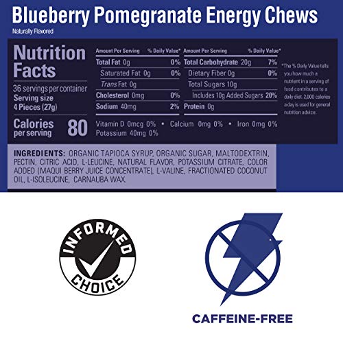 GU Energy Chews Double Serving Sleeve, Blueberry Pomegranate, 34.2 Oz, 18 Count