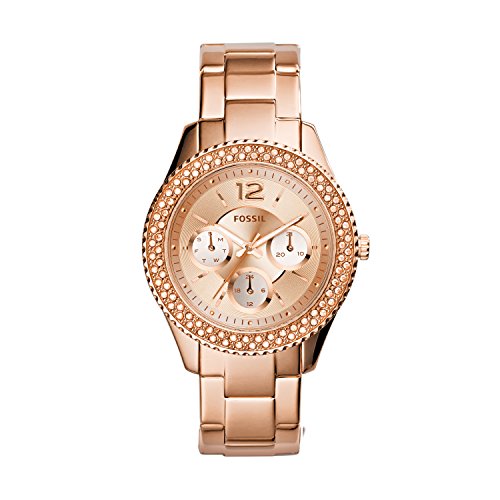 Fossil Women's Stella Quartz Stainless Steel Multifunction Watch, Color: Rose Gold Glitz (Model: ES3590)