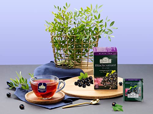 Ahmad Tea Black Tea, Blackcurrant Burst Teabags, 20 ct (Pack of 6) - Caffeinated and Sugar-Free