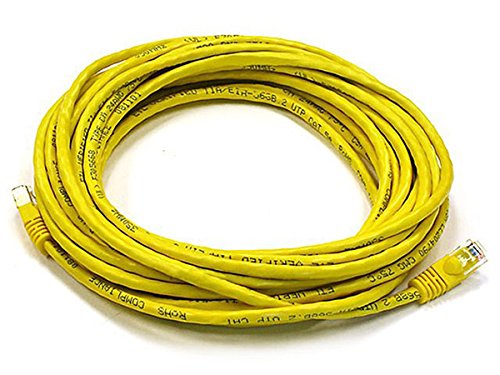 Monoprice Cat5e Ethernet Patch Cable - 25 Feet - Yellow | Network Internet Cord - RJ45, Stranded, 350Mhz, UTP, Pure Bare Copper Wire, 24AWG