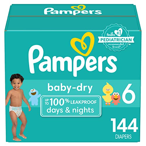 Diapers Size 6, 144 Count - Pampers Baby Dry Disposable Baby Diapers(Packaging and Prints May Vary)
