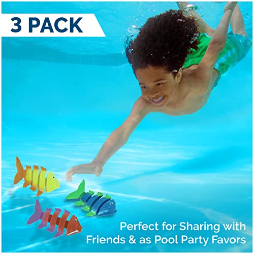 SwimWays Fish Styx Kids Fish-Shaped Pool Diving Toys (3 Pack), Bath Toys and Pool Party Supplies for Kids Ages 5 and Up