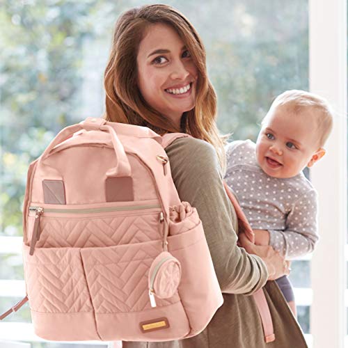 Skip Hop Diaper Bag Backpack: Suite 6-in-1 Diaper Backpack Set, Multi-Function Baby Travel Bag with Changing Pad, Stroller Straps, Bottle Bag and Pacifier Pocket, Blush