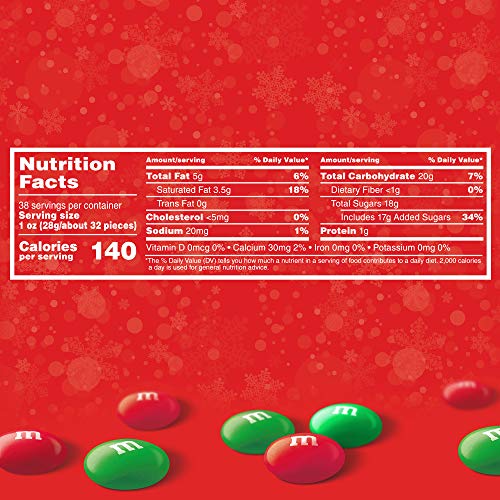 MandM'S Holiday Milk Chocolate Christmas Candy, Party Size, 38 oz Resealable Bag