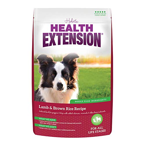 Health Extension Dry Dog Food, Natural Food for All Puppies and Dogs with Added Vitamins and Mineral, Lamb and Brown Rice Recipe (15 Pound / 9.07 Kg)