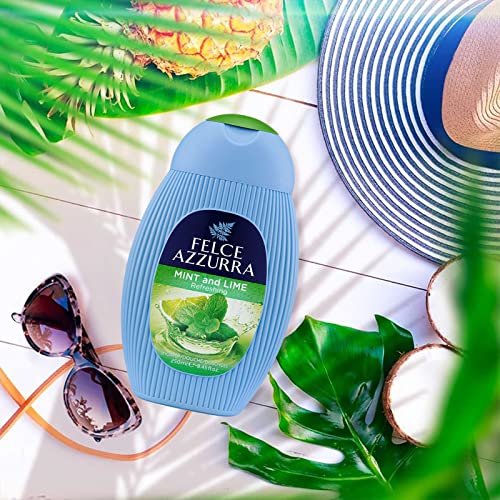 Felce Azzurra Mint And Lime - Refreshing Essence Shower Gel - Blended With Notes Of Musk, Jasmine Petals And Orchids - Intense Formula Leaves Skin Naturally Moisturized And Energized - 13.5 Oz