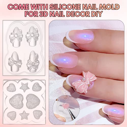 Makartt Solid Builder Nail Gel Kit Nail Extension,All in One Spring Hard Gel Nail Kit Gel Base Top Coat UV LED Nail Lamp Nail File Dual Forms Gel Picker Cuticle Pusher Silicone Molds Sculpting Brush