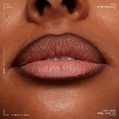 NYX PROFESSIONAL MAKEUP Line Loud Lip Liner, Longwear and Pigmented Lip Pencil with Jojoba Oil and Vitamin E - Rebel Kind (Chocolate Brown)