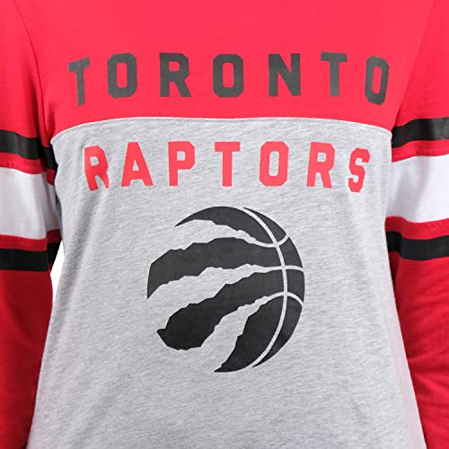 Ultra Game NBA Toronto Raptors Womens T-Shirt Raglan Baseball 3/4 Long Sleeve Tee Shirt, Heather Gray, Small