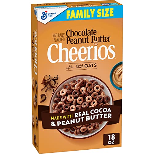 Chocolate Peanut Butter Cheerios Cereal, Breakfast Cereal With Whole Grain Oats, 18 OZ Family Size