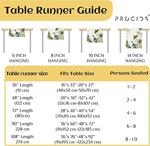PROCIDA Summer Green Leaf Table Runner Troical Floral Leaves Burlap Table Runners Seasonal Holiday Party Kitchen Indoor Outdoor Dinning Decor 13x72 Inch