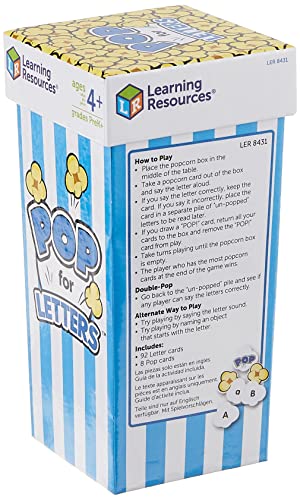 Learning Resources Pop for Letters, Early Phonics Game, Alphabet Recognition, ABCs, 8 Pop Cards, Ages 4+, Grades PreK+