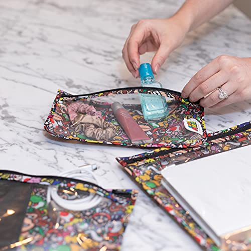 Bumkins Travel Bag, Nintendo Super Mario Toiletry, Baby, TSA Approved Pouch, Zip Bag, Quart Size Compliant, Clear-Sided, Diaper Bag Organization, Makeup, Accessories