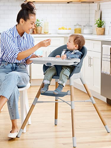 Skip Hop Baby High Chair 4 in 1 Convertible High Chair, EON, Slate Blue